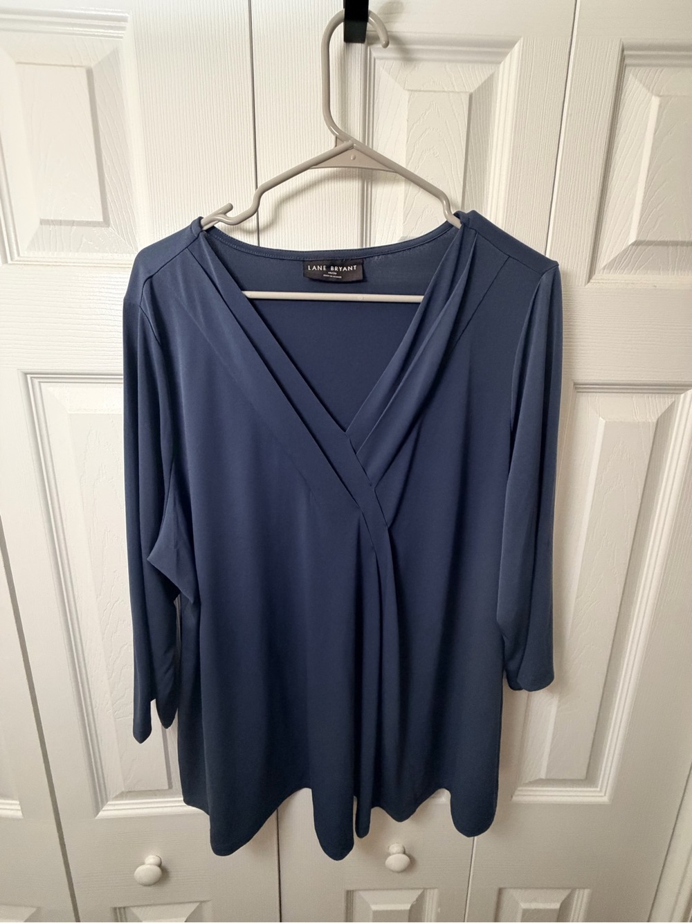 Lane Bryant Slate Blue Faux-Wrap V-Neck Tunic